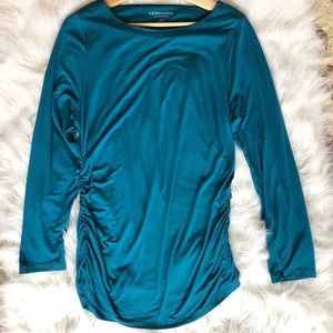 Soft Surroundings Blue Ruched Side Top Large
